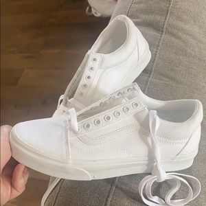 White canvas vans, women’s size 9